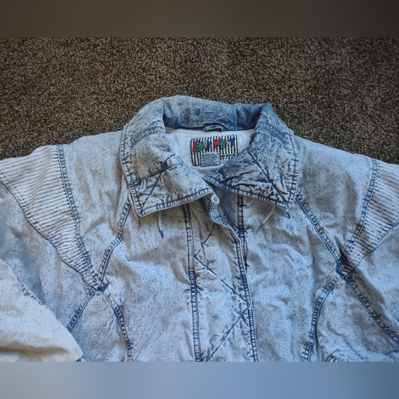 Vintage 80's Puffer Acid Wash Coat sz M East West Panda - Picture 3 of 12